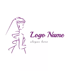 Wedding Logo Beautiful Wedding Dress and Bride logo design