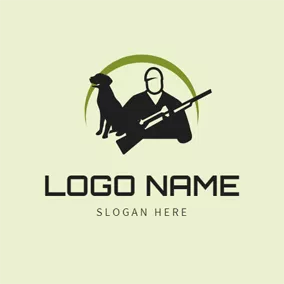 Dog Logo Black Dog and Hunter logo design