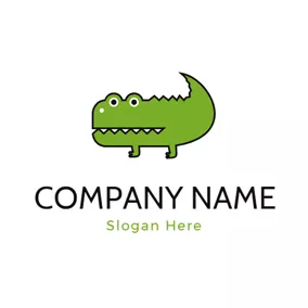 Animal & Pet Logo Cute Green Alligator Icon logo design