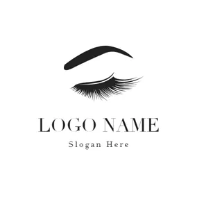 Eyelash Logo Flat Eyebrow and Eyelash logo design