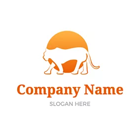 Sun Logo Sunset Walking Lioness logo design