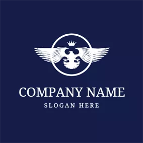 Military Logo White Crown and Eagle logo design
